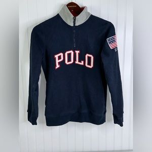 Polo Ralph Lauren Large Print USA Flag Pullover Long Sleeve Youth Size L (14-16)